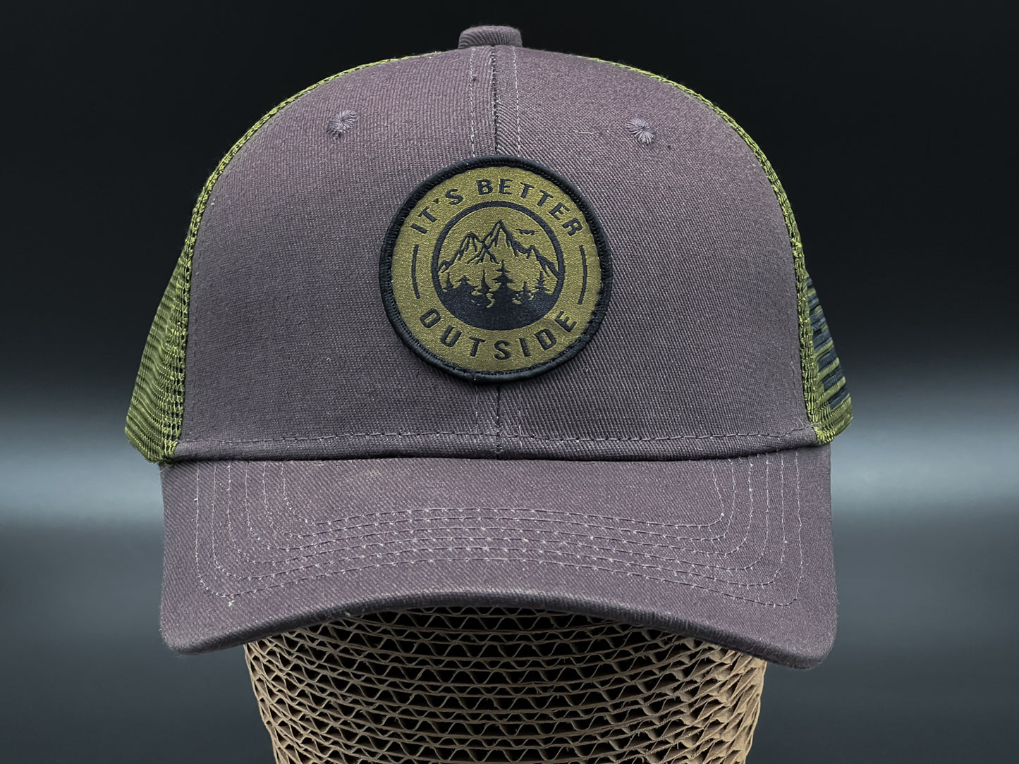 Patriotic It’s Better Outside Trucker Hat - Grey/Army Green